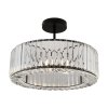 Living and Home 35cm Round Black 3-Light Crystal Flush Mount Ceiling Light, Metal Frame Vertical Crystal Ceiling Lamp with E27 Sockets, Max 40W Per Bulb, Bulbs Not Included