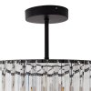Living and Home 35cm Round Black 3-Light Crystal Flush Mount Ceiling Light, Metal Frame Vertical Crystal Ceiling Lamp with E27 Sockets, Max 40W Per Bulb, Bulbs Not Included