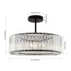 Living and Home 35cm Round Black 3-Light Crystal Flush Mount Ceiling Light, Metal Frame Vertical Crystal Ceiling Lamp with E27 Sockets, Max 40W Per Bulb, Bulbs Not Included