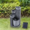 Living and Home Outdoor Solar-Powered Water Fountain Rockery Decor with LED Light, Cascading Stone Effect Water Feature