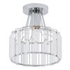 Living and Home 19cm Chrome Cylinder Crystal Flush Mount Ceiling Light, E27 Single Lamp Holder Metal Frame Corridor Ceiling Lamp (Bulbs Not Included)