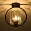 Living and Home Black Round Ring Semi Flush Mount Ceiling Light, Vertical Crystal Shade E27 Single Bulb Hallway Ceiling Lamp (Bulbs Not Included)
