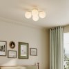 Living and Home 4-Light Gold Semi Flush Mount Ceiling Light, Milky White Glass Globe Shade E27 Ceiling Lamp, Wall Controlled Bedroom Lighting Fixture (Bulbs Not Included)