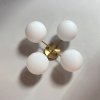 Living and Home 4-Light Gold Semi Flush Mount Ceiling Light, Milky White Glass Globe Shade E27 Ceiling Lamp, Wall Controlled Bedroom Lighting Fixture (Bulbs Not Included)
