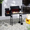 Living and Home Portable Outdoor Charcoal BBQ Grill with Offset Smoker