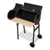 Living and Home Portable Outdoor Charcoal BBQ Grill with Offset Smoker