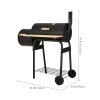 Living and Home Portable Outdoor Charcoal BBQ Grill with Offset Smoker