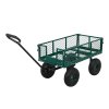 Living and Home 500lbs Heavy Duty Garden Trolley Cart On Wheels, Utility Wagon with Removable Sides & Pneumatic Tires, Green
