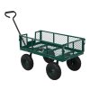 Living and Home 500lbs Heavy Duty Garden Trolley Cart On Wheels, Utility Wagon with Removable Sides & Pneumatic Tires, Green