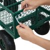 Living and Home 500lbs Heavy Duty Garden Trolley Cart On Wheels, Utility Wagon with Removable Sides & Pneumatic Tires, Green