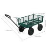 Living and Home 500lbs Heavy Duty Garden Trolley Cart On Wheels, Utility Wagon with Removable Sides & Pneumatic Tires, Green