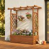 Living and Home Raised Garden Bed with Integrated Trellis and Overhead Slats, 110cm W x 44.5cm D x 113 cm H