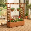Living and Home Raised Garden Bed with Integrated Trellis and Overhead Slats, 110cm W x 44.5cm D x 113 cm H