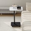 Living and Home C Shaped Side Table with Wheels, White Marble