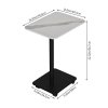 Living and Home C Shaped Side Table with Wheels, White Marble