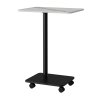 Living and Home C Shaped Side Table with Wheels, White Marble