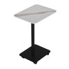 Living and Home C Shaped Side Table with Wheels, White Marble