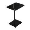 Living and Home C Shaped Side Table with Wheels, Black Marble