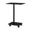 Living and Home C Shaped Side Table with Wheels, Black Marble