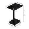 Living and Home C Shaped Side Table with Wheels, Black Marble