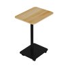 Living and Home C Shaped Side Table with Lockable Wheels, Natural Wood