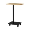 Living and Home C Shaped Side Table with Lockable Wheels, Natural Wood
