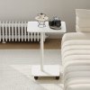 Living and Home C Shaped Side Table with Lockable Wheels, White