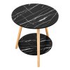 Living and Home 50cm Black Double-Tier Round Wooden Side Table