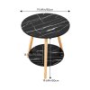 Living and Home 50cm Black Double-Tier Round Wooden Side Table