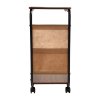 Living and Home C-Shaped Side Table with Storage Bag, Dark Walnut