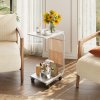 Living and Home C-Shaped Side Table with Storage Bag, White