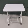 Living and Home Mobile Side Table with Lower Basket, White
