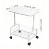Living and Home Mobile Side Table with Lower Basket, White