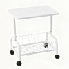 Living and Home Mobile Side Table with Lower Basket, White