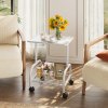 Living and Home Mobile Side Table with Lower Basket, White