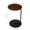Living and Home 40cm Dia Walnut Wood Grain C-Shaped Round Side Table