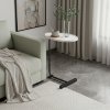 Living and Home C-Shaped Oval Grooved Side Table, White Marble