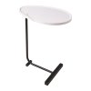 Living and Home C-Shaped Oval Grooved Side Table, White Marble
