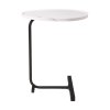 Living and Home C-Shaped Oval Grooved Side Table, White Marble