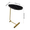 Living and Home C-Shaped Oval Grooved Side Table, Black Marble+Gold Leg