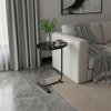 Living and Home C-Shaped Oval Grooved Side Table, Black Marble