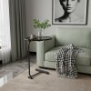 Living and Home C-Shaped Oval Grooved Side Table, Black Marble