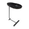 Living and Home C-Shaped Oval Grooved Side Table, Black Marble