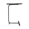 Living and Home C-Shaped Oval Grooved Side Table, Black Marble
