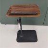Living and Home 57-85cm Height Adjustable Side Table in Walnut, 360° Rotatable Tilt E1 MDF Top End Table with Black Iron Frame