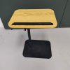 Living and Home 57-85cm Height Adjustable Side Table in Natural Wood, 360° Rotatable Tilt E1 MDF Top End Table with Black Iron Frame