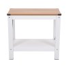 Living and Home Modern Wood Grain Top Sofa Side Table w/ Lower Shelf - 60x30x55cm
