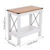 Living and Home Modern Wood Grain Top Sofa Side Table w/ Lower Shelf - 60x30x55cm
