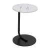 39cm Dia C-Shaped Side Table, White Marble