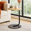 39cm Dia C-Shaped Side Table, Natural Wood